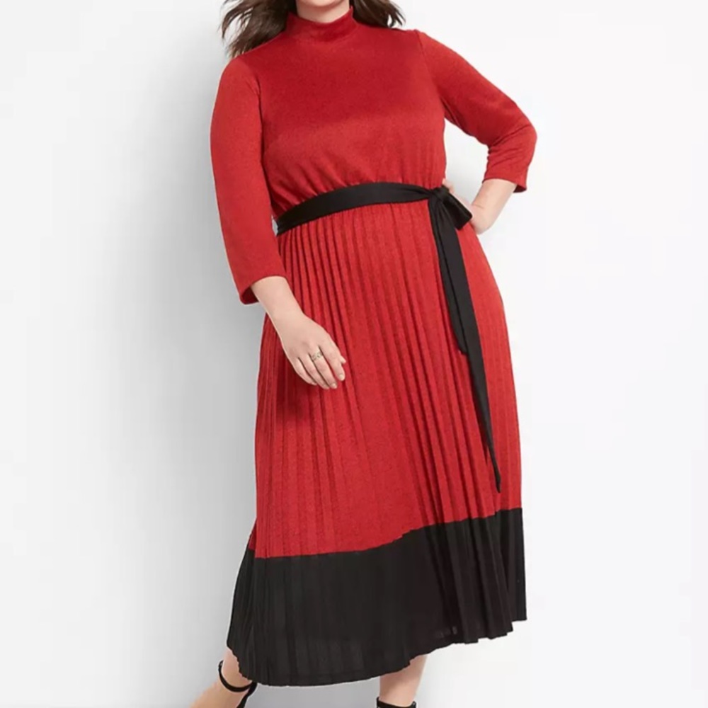 Pleated Hacci Midi Dress